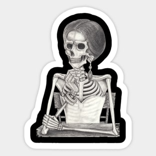 Female skeleton fashion model. Sticker